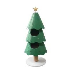 FOFOS | Rascador Árbol de Navidad XXL con Dos Camas (Colección de Navidad) – para Gatos - 45 × 45 × 145 cm