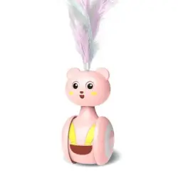 FurryFusion Juego de gato automático con pelotas y varita de plumas - Rosa