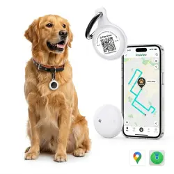 Pawview Localizador Inteligente para Mascotas, Rastreador Perros y Gatos Compatible con Apple Find My y Android Find Hub, Funda de Silicona Antidesgarros con Código QR, Sin Suscripción. Branco - 3.2 x 8.5 x 1 cm