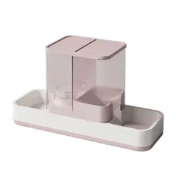 Qinhul Dispensador automático de agua y comida para mascotas - Rosa