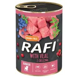 Rafi Junior Pastete, 24 x 400 g - Con ternera, arándanos y arándanos rojos