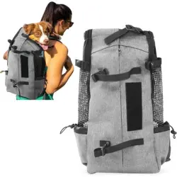 UAMLY Bolsa transpirable para transportar perros, ideal para senderismo - L (Largo de la espalda: 50-58 cm)