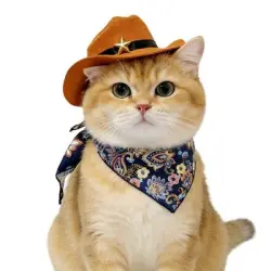 FurryFusion Sombrero de vaquero con forma de gato + bufanda - Artículo 1