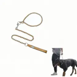 IntiMeg Correa para perros de acero inoxidable - Caqui amarillo M