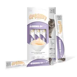 M-Pets Creamy Ageing 6+ Snack de Pato e Atum para gatos sénior - 4 sobres x 15 g