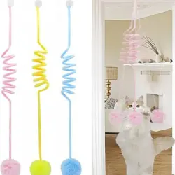 MCBOSON Juego de 3 pelotas de peluche colgantes con cascabeles para gatos - 3 piezas