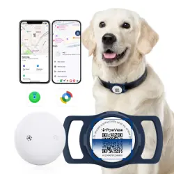 Pawview Localizador Inteligente para Mascotas, Rastreador Perros y Gatos Compatible con Apple Find My y Android Find Hub, Funda de Silicona Antidesgarros con Código QR, Sin Suscripción. Azul Oscuro - 6 x 3.8 cm