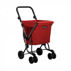 Playmarket We Go Premium Carro De La Compra, 4 Ruedas, Plegable, Rojo