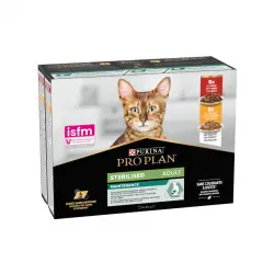 Pro Plan Adult Sterilised Maintenance Pollo y Buey en Salsa sobre para gatos – Multipack 10