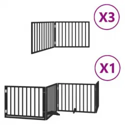 Puerta De Perros Plegable 10 Paneles Madera Álamo Negra 800 Cm Vidaxl