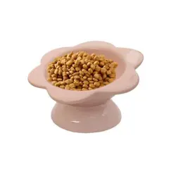 Qinhul Comederos elevados para gatos con forma de flor - rosa de 7 onzas