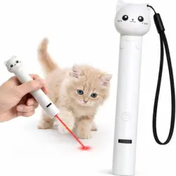 ZooVenture  láser para gatos - 7 modos, USB-C, cabeza de gato - Batería blanca de larga duración de 150 mAh