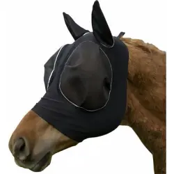 ZooVenture Máscara antimoscas elástica negra para caballos - Negro