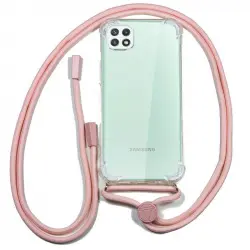 Cool Funda Transparente con Cordón Rosa para Samsung Galaxy A22 5G