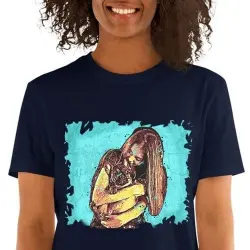 Mascochula camiseta mujer graffiti personalizada con tu mascota azul marino