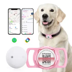 Pawview Localizador Inteligente para Mascotas, Rastreador Perros y Gatos Compatible con Apple Find My y Android Find Hub, Funda de Silicona Antidesgarros con Código QR, Sin Suscripción. Rosa - 6 x 3.8 cm