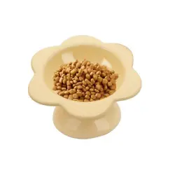 Qinhul Comederos elevados para gatos con forma de flor - 7 onzas amarillo