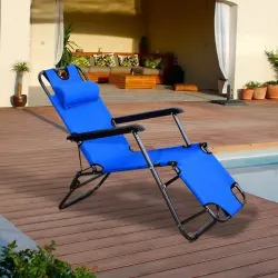 Tumbona reclinable Outsunny de Jardín color Azul