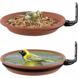ZooVenture 2 bebederos/comederos marrones para pájaros, para uso exterior - 2 piezas
