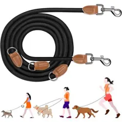 ZooVenture Correa ajustable manos libres de 3 m para 2 perros - Negro