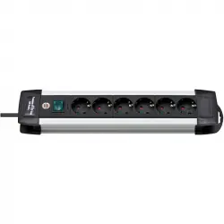 Brennenstuhl Premium-Alu-Line Regleta de Enchufes con 6 Tomas de Corriente 3m Plateado/Negro