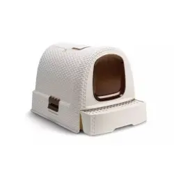 Caja cubierta de arena para gatos color Blanco