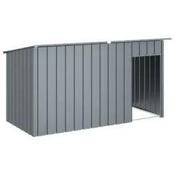 Caseta Perros Con Tejado Acero Galvanizado Gris 196x91x110 Cm Vidaxl