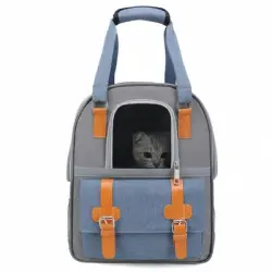 FurryFusion Mochila transpirable para gatos - Azul