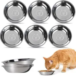 HausPets Juego 6 cuencos acero inoxidable, planos fácil acceso gatos - piezas