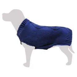 Jersey de punto trenzado azul para perros, Tallas 40 cm