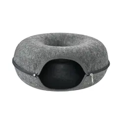 Leeby Cama Túnel Fieltro Gris para gatos
