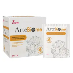 Livisto ArteBiome es un complemento fitobiótico natural que ayuda a equilibrar el microbioma intestinal para perros y gatos. - 30 bolsas