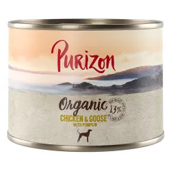 Purizon Organic 6 x 200 g comida ecológica para perros - Pollo y ganso con calabaza