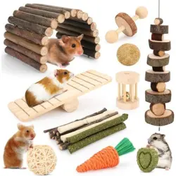 UAMLY Accesorios para jaulas de hámster, juguetes para masticar - 12 artículos