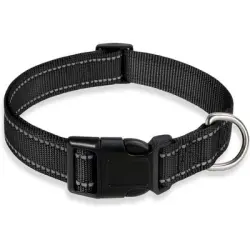 ZooVenture Collar reflectante para perro, nailon resistente - Negro S: Ancho 2 cm, ajustable 30-40 cm
