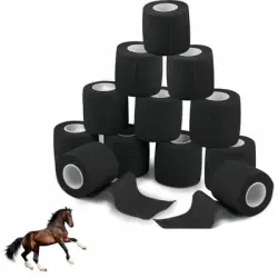 ZooVenture Venda cohesiva, 12 rollos de 5 cm x 4,5 m, para todos animales - Negro