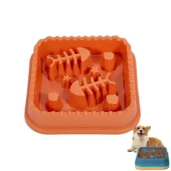 FurryFusion Comedero de alimentación lenta para perros y gatos - Naranja