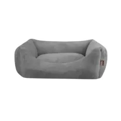 Leeby Cama suave de terciopelo gris para perros