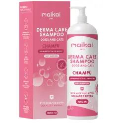 MAIKAI Champú Natural para Perros y Gatos con Aloe Vera y Biotina – Piel Sensible, Calmante e Hidratante 1000 ml - 1 l