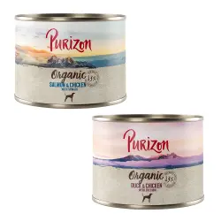 Purizon Organic 6 x 200 g comida ecológica para perros - Pack mixto: pato con pollo y salmón con pollo