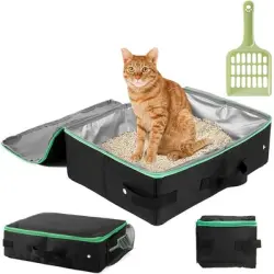 Qinhul Arenero plegable para gatos - negro