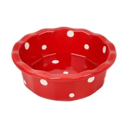 UAMLY Cuenco de cerámica para gatos con lunares - rojo