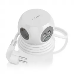 Aisens Regleta Sobremesa Multifuncion con 3 Tomas + 2xUSB-C/2xUSB-A 1.4m Blanca