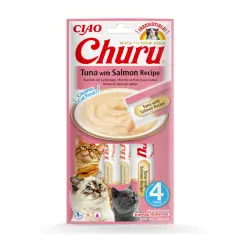 Churu Snack Cremoso de Atún con Salmón para gatos 4 sobres x 14 g