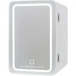 Flamingueo Mini Nevera 6.5l Con Espejo Y Luz Led 12v/220v Función Frío Y Calor Blanco