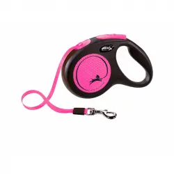 Flexi New Neon correa extensible de cinta rosa M