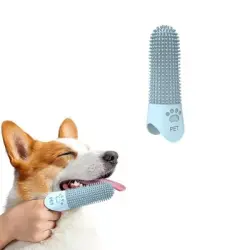 IntiMeg Cepillo de dientes de silicona para perros - Azul (paquete de 5)