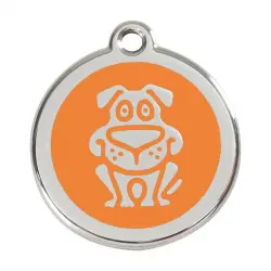 Placa identificativa Acero Inoxidable Esmalte Perro Naranja para perros
