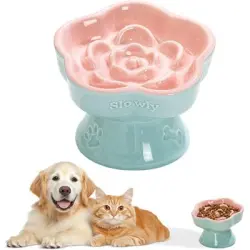 Qinhul Comedero para gatos con forma de flor de Slow Food - azul