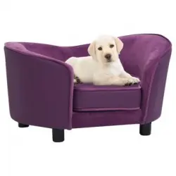 Sofá Para Perros Felpa Y Cuero Sintético Borgoña 69x49x40 Cm